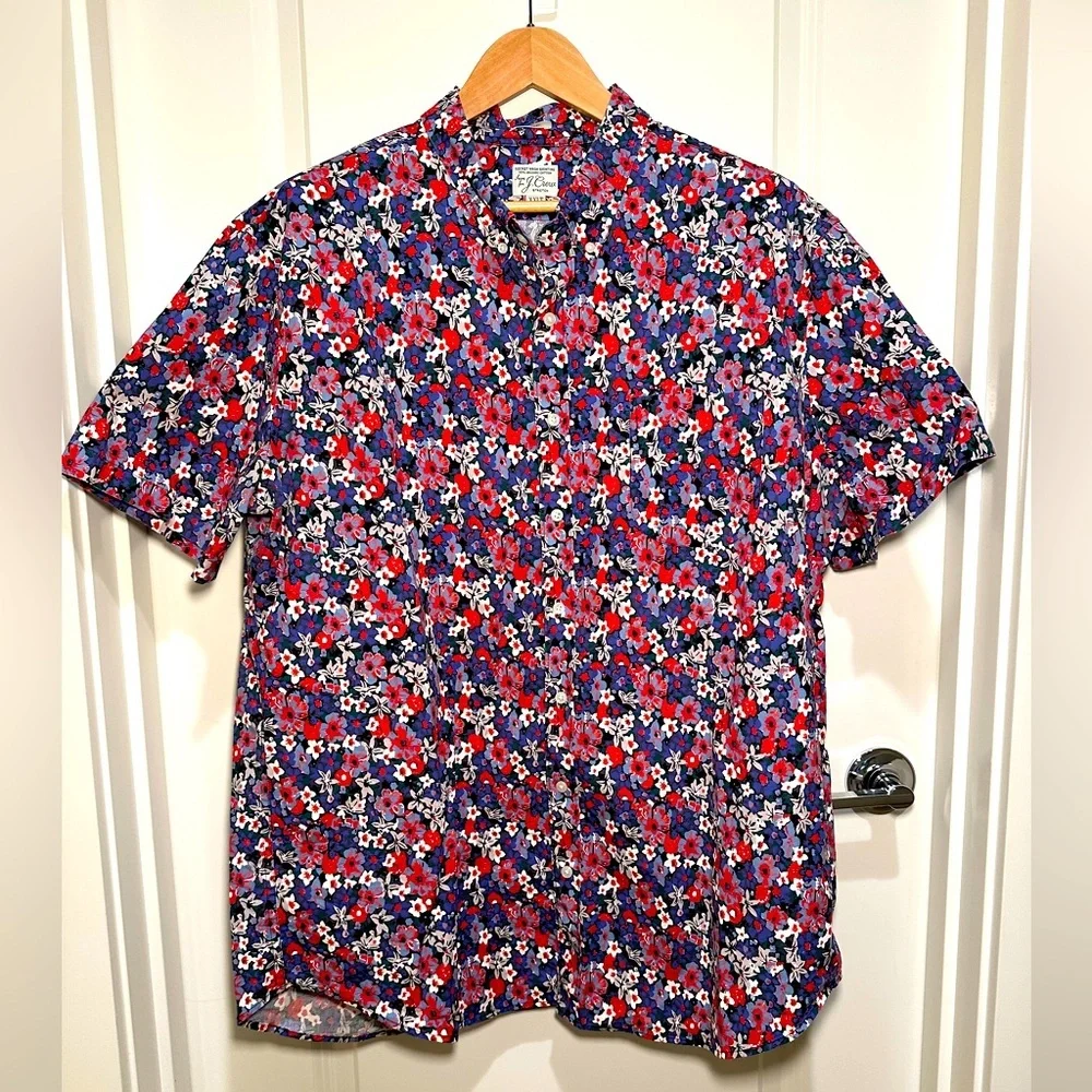 JCREW - Men’s Floral Button Down Shirt, Size 2XL Tall